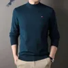 Дизайнерский свитер Tommy, роскошный модный мужской свитер с высоким воротником и длинным рукавом, однотонный, 100% шерсть, свободный и удобный