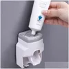 Toothbrush Holders Creative Wall Mount Matic Tootaste Dispenser And Small Holder Squeezer For Family Shower Bathroom Drop Delivery H Dhkgy