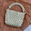 Sacos de noite feitos à mão yangmei frisado oco malha bolsa feminina moda retro branco pérola zíper bolsas para personalização feminina