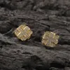 Mens Cross Sier Gold Stud for Womens Hip Hop Square Diamond Earrings Jewelry