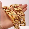 Chains Exaggerated 32Mm Heavy 316L Stainless Steel Golden Cuban Large Pet Dog Chain Necklace Pitbl Collars Choker Top Quality Chains18 Dhdez