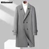 Misto lana da uomo Inverno 73 Cappotto da uomo Streetwear Causale lungo allentato doppio petto Cappotti di lana neri Moda calda giacca a vento 231013