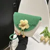 Axelväskor netto färg mode vävt blommor dekoration axel crossbody väska 2023 sommar söt i år populära hink bagblieberryeyes