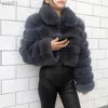 Women's Fur Faux Fur 2022 New Style Women's Fur Coat Female Real Fur Jacket Stylish Collar Long Sleeves Ladies Short Clothing Natural Fox CoatL231013