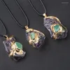 Pendant Necklaces Fashion Gold Plating Crystal Original Natural Gem Stone Necklace Jewelry Making Charm Accessories 5pc Wholesale