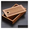 Tea Trays Chinese Traditioner Bambu Tray Solid Board Kung Fu Cup Teapot Crafts Cture Set Preference Drop Delivery Home Garden Kitche Dhrfz