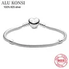 Bracelet Fit Original luxe 925 en argent Sterling pan bracelet amour coeur serpent chaîne charmes bracelet pour les femmes bricolage haute qualité bijoux 231013