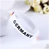 Jelly The Flag Bracciale Glow American Germania Qatar Inghilterra Sile Gomma Moda Sport Braccialetti Braccialetti Classico Bracciale Lettera Gioiello Dhuqj