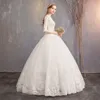 eleganti abiti da sposa boho abito da sposa in pizzo una linea di perline cristalli gioiello collo trasparente 3D applique floreale in pizzo tulle spazzata treno spiaggia paese abiti da sposa 2023