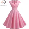 Sommerkleid Damen Kurzarm Hepburn 50er 60er Vintage Pin Up Rockabilly Robe Plus Size Elegante Abendparty 210510335E