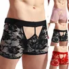 Cuecas masculinas cintura baixa sexy roupa interior gelo renda contraste tanga t calças n cool