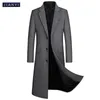 Mélanges de laine pour hommes coupe-vent simple boutonnage Version coréenne coupe ajustée Long genou épais 30 manteau en laine Business décontracté Parka 231013