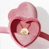 Velvet Ring Box Heart Form Double Ring Boxes Display Holder Jewel Case For Propoal Engagement Wedding Nppch