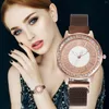 Montres-bracelets Montre à la mode Quartz Diamant Analogique Mesh Nylon Bracelet Strass Cristal Femme Femmes Montres Top Relogios