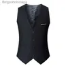 Gilet da uomo Slim Fit Gilet da uomo Nero Grigio Blu navy Business Casual Gilet monopetto Gilet Homme Giacca formaleL231014