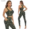 Aktiva uppsättningar Cloud Hide Camouflage Yoga Set Gym Sports Wear Women S-XXL Kläder Träning Pants Leggings Top Bra Shirt Fitness Suit SportsWearl231014