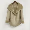 Toteme Women's Lapel Zipper Leather Wool Coat