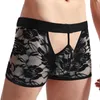 Cuecas masculinas cintura baixa sexy roupa interior gelo renda contraste tanga t calças n cool