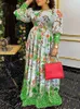 Femmes mélanges robes d'été pour femmes 2023 VONDA imprimé fleuri fête Maxi Robe décontracté bohème Robe Femme plage Robe 231013