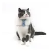 Cat Collars Leads Pet Denim Adjustable Neck Strap Collar Rabbit Bell Bow Tie Accessories Drop Delivery Home Garden Supplies Dhtpl