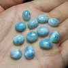 Lösa diamanter ovala larimar smidig platt rygg cabochons ädelsten