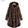 Misturas de lã feminina outono inverno casaco feminino quente ursinho casaco de lã fe casaco de pelúcia com capuz jaqueta nova feminina casaco de cor sólida l231014