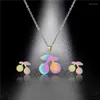 Necklace Earrings Set Cherry Colorful Colour Pendant For Women Personality Fashion Wedding Jewelry Birthday Gifts