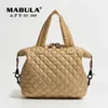Kvällspåsar Mabula Luxury Design Down Padded Tote Bag Quilted Topphandtag Handväskor Casual Purs Axel Female Crossbody 231013