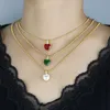 Plaqué or goutte d'eau coeur rond forme carrée jaune vert rose blanc Zircon collier ras du cou Hip Hop femmes entièrement pavé 5A zircon cubique cadeau de Saint Valentin bijoux