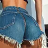 Kvinnors shorts kvinnor jeans flickor denim mini rippade mid-midjare baksäcken öppning 2022 sommar plus size sexy lady kläder shor236n