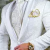 Alta qualidade um botão branco paisley noivo smoking xale lapela padrinhos ternos dos homens blazers jaqueta calças gravata w715 201123206h