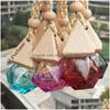 Diffuseurs d'huiles essentielles voiture par bouteille pendentif diffuseur d'huile 9 couleurs sac vêtements ornements désodorisant pendentifs bouteille de verre vide Dhqdg