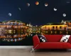 Bakgrundsbilder vintage Building River Full Moon 3D Bakgrund vardagsrum TV SOFA Vägg sovrum papper Heminredning Restaurang Cafe Bar Mural