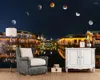 Bakgrundsbilder vintage Building River Full Moon 3D Bakgrund vardagsrum TV SOFA Vägg sovrum papper Heminredning Restaurang Cafe Bar Mural