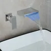 Banyo lavabo muslukları vidric krom pirinç küvet musluk soill cila şelale led değiştiren duvara monte su lavabo mikser musluk