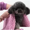 Dog Grooming Pet Bath Towel Quick Fast Drying Absorbent Cat Blanket Fiber Chenille Towels Puppy Cleaning Gloves 60X35Cm Dro Homefavor Dhg4K