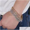 Chaîne Hip Hop Cz Bracelet Hip-Hop pour hommes 7 8 pouces de Long Bracelets cubains Miami bijoux Rock masculin livraison directe Dhre2