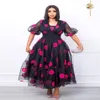 Abiti taglie forti 4XL 5XL Abito da principessa per feste Sexy vedere attraverso rosa nero tulle cuciture a rete Abiti lunghi primavera estate In Larg237S