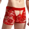 Cuecas masculinas cintura baixa sexy roupa interior gelo renda contraste tanga t calças n cool