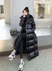 Women's Down Parkas Black Long Jacket Women 2023 Winter Fashion Korean Temperament Light Luxury High Quality White Duck Coat Clothing 231013