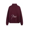 Men's Jackets Rhude Jacket Premium Embroidered Zip Design Solid Colour Turtleneck Women's Sweatshirt 231013