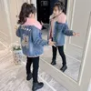 Donsjas Winter Denim Jassen Kinderen Meisjes Kapmantel Bont Fleece Warme Kinderkleding Volledige mouw Baby Fluwelen Bovenkleding 3-12 jaar XMP516 J231013