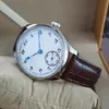 GEERVO No logo 41mm Manual mechanical men's Watch White dial Blue heart-shaped hand ST3621 Movement second hand is at 6 o'clock