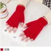 Barnmitten 6Pair Winter Warm Boys Girl's Students handskar Fashion Sticked Solid Color Half Finger Children 231013