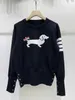 Tb Puppy Pullover Sweater Dames Thom College Streep Ronde Hals Wollen Top Met Lange Mouwen Leeftijdsreductie