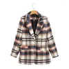 Costumes pour femmes Style européen et américain automne rétro Plaid laine Blazer tempérament simple boutonnage trajet costume veste