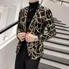 Brand Men Floral Blazer Wedding Party Colorful Plaid Gold Black Sequins Design DJ Singer Suit Jacket Fashion Outfit281T