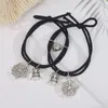 Link Bracelets 2Pcs Halloween Spider Bracelet Elastic Hair Rope Magnetic Heart Couple Personality