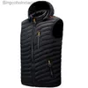 Men's Vests S.T.G 2023 Men Sleeveless Down Vests Solid Hooded Vest Jackets Hot Fashion Winter Casual Pockets Waistcoat Windproof JacketL231014