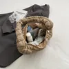 Avondtassen Japanse gewatteerde geborduurde draad Dames onderarmtas Mode Bubble Pleatd Schouder Winter Gezwollen Designer Tote Handtassen